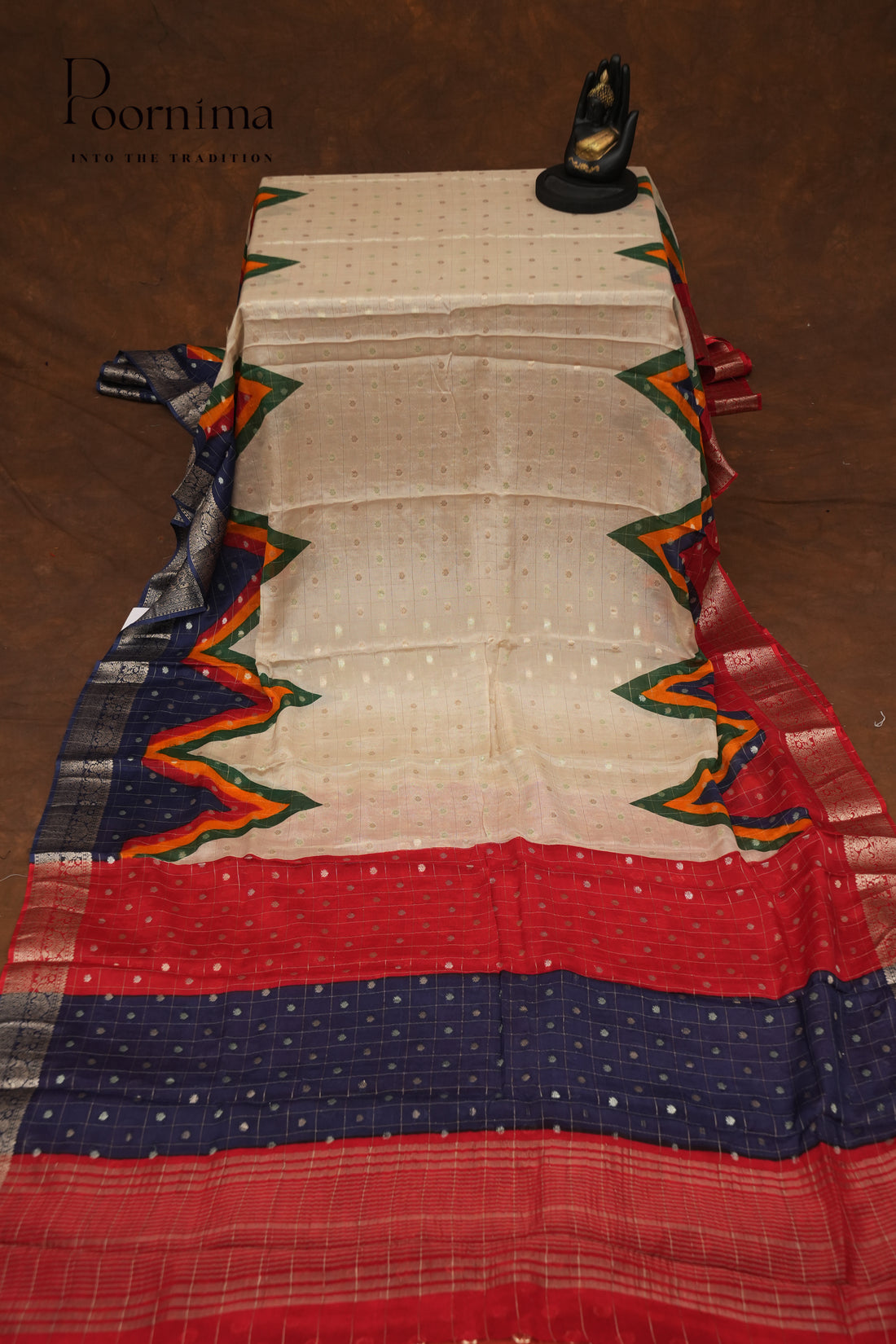 CHINNON GEORGETTE SAREE-HALF WHITE