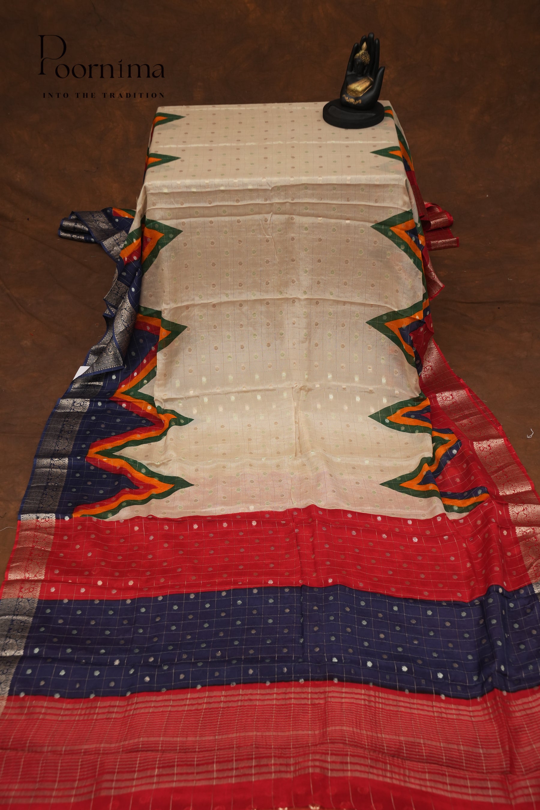 CHINNON GEORGETTE SAREE-HALF WHITE