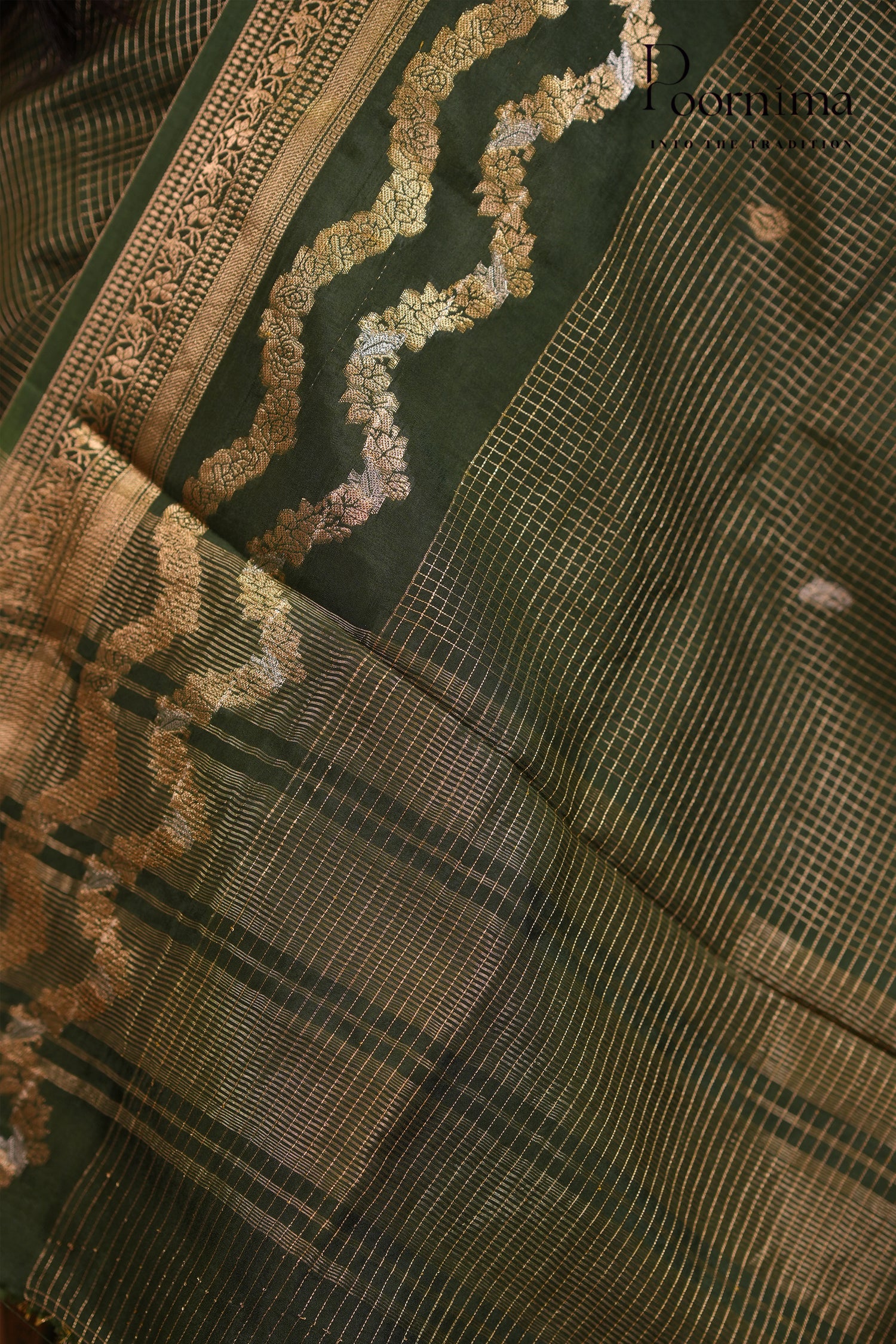VINTAGE FANCY SAREE- DARK GREEN