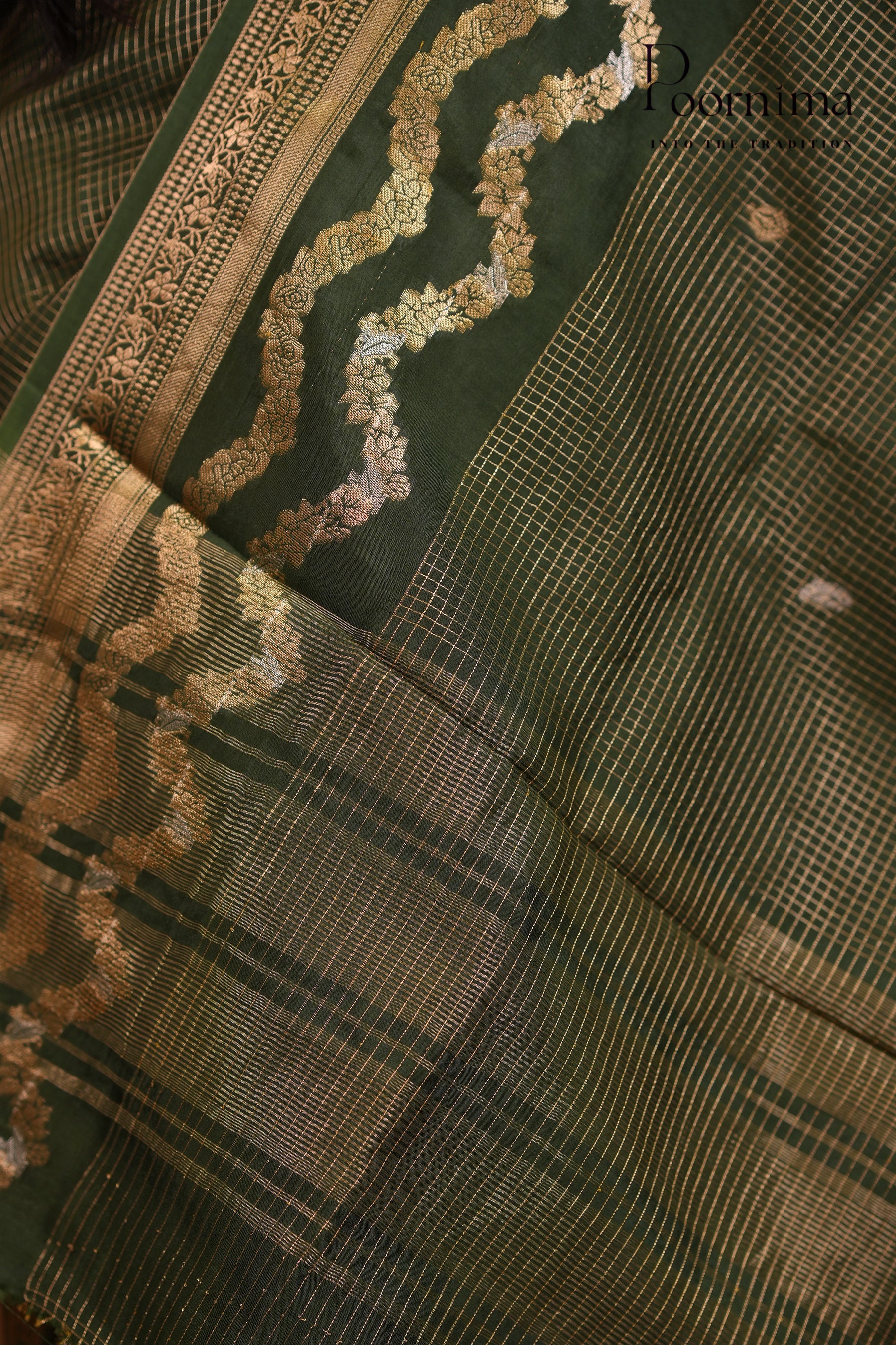 VINTAGE FANCY SAREE- DARK GREEN