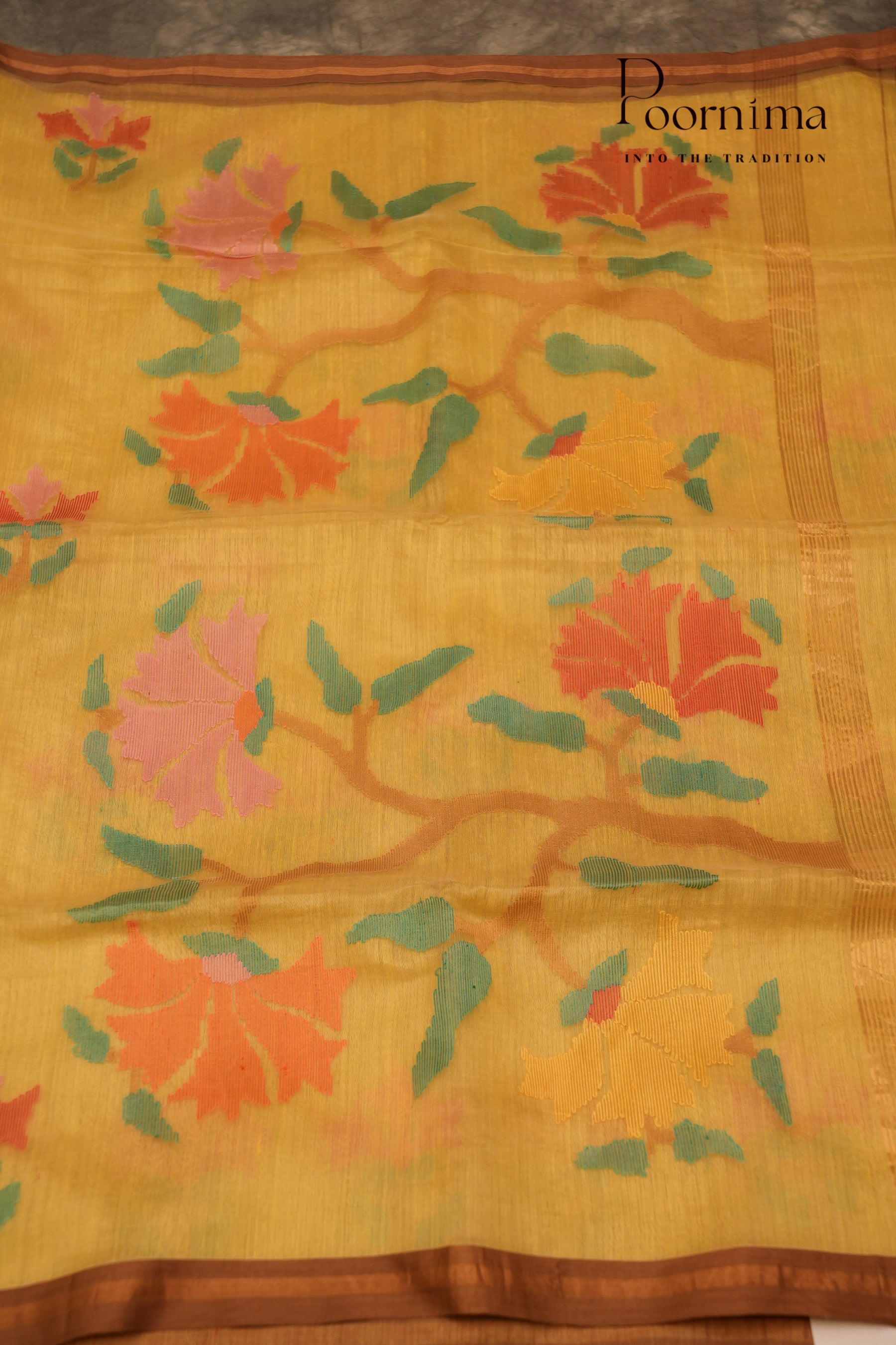 MATKA JAMDANI SAREE- PALE YELLOW