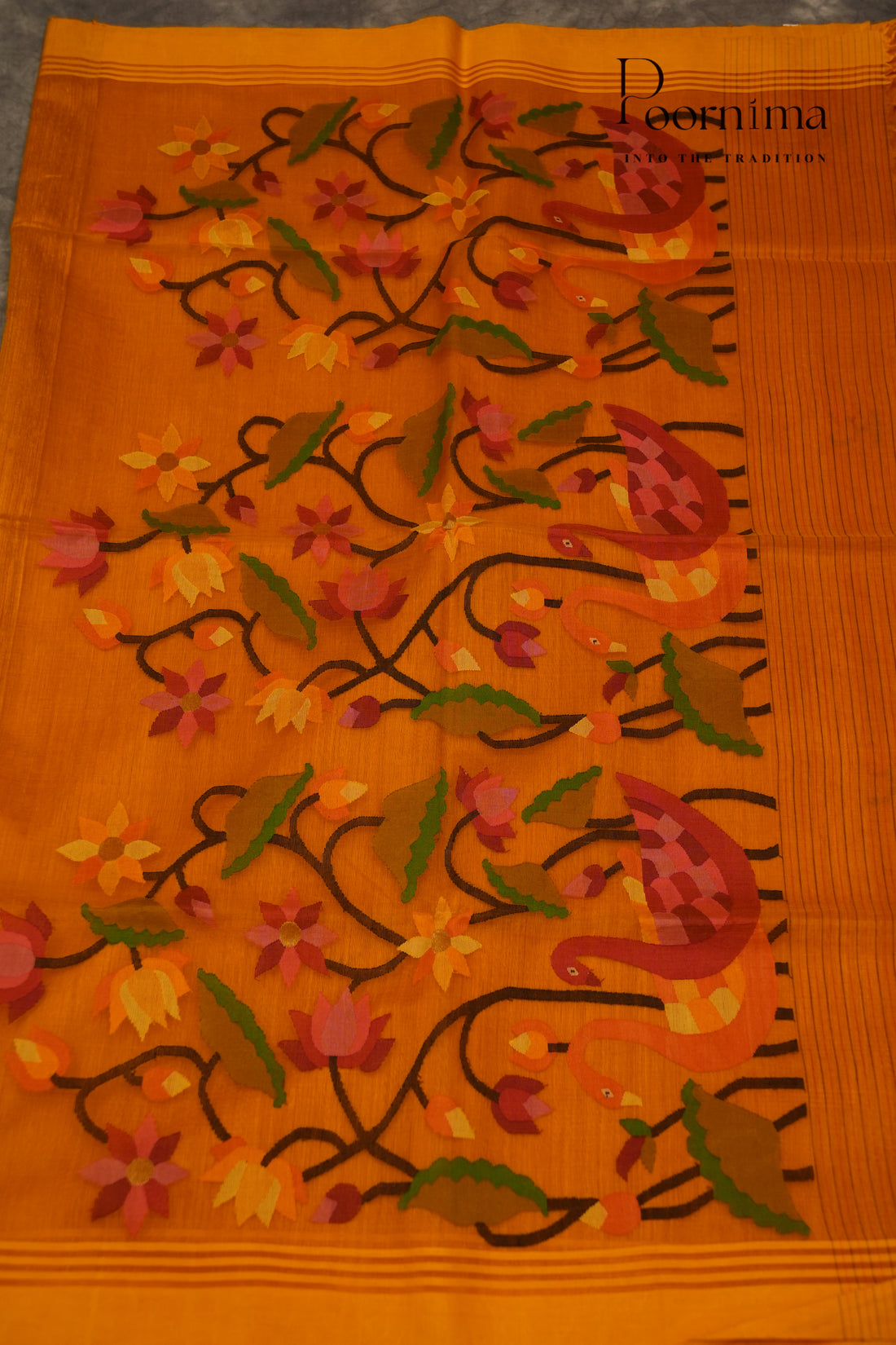 JUTE JAMDANI SAREE- YELLOW