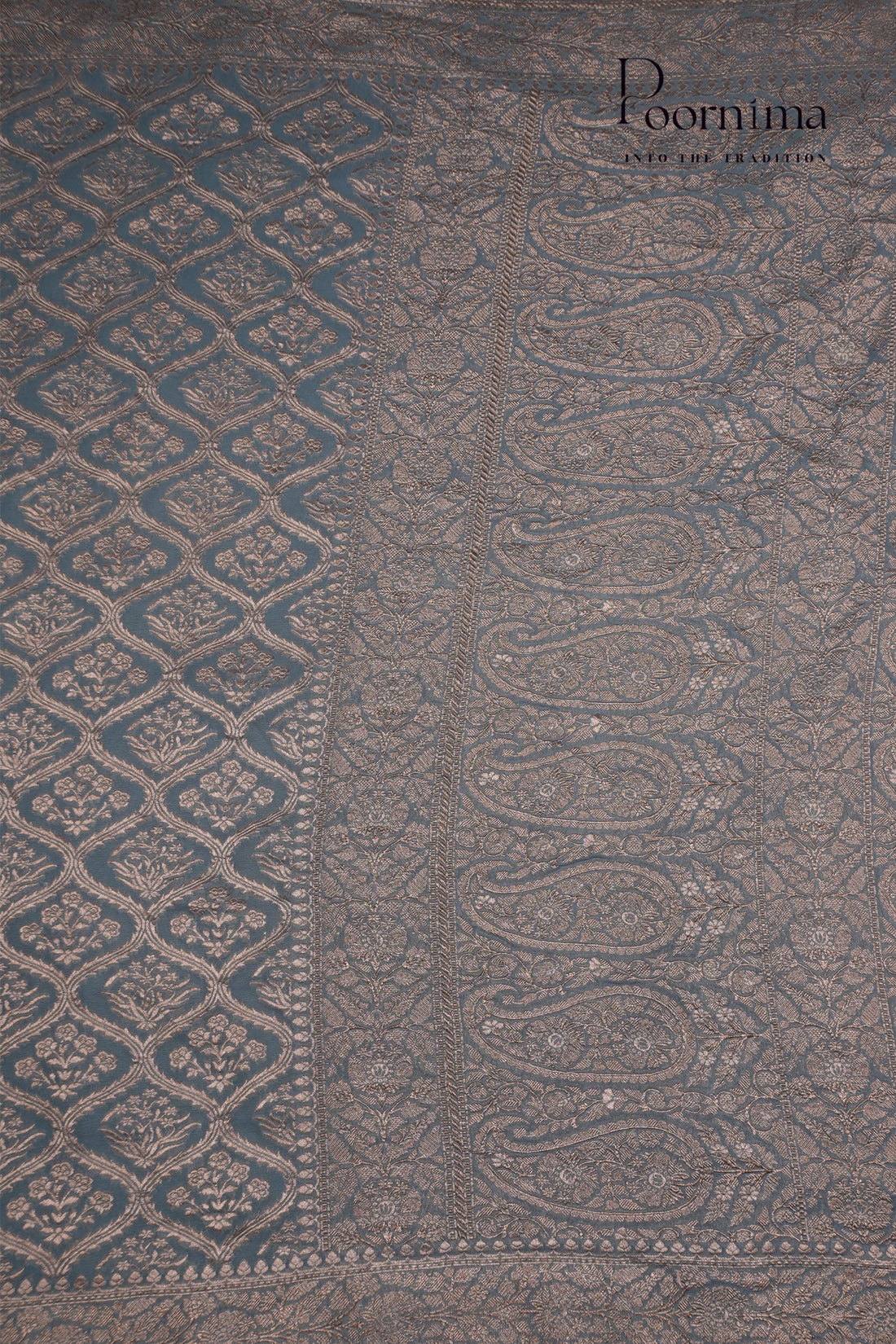 KHADDI GEORGETTE SAREE- STEEL BLUE