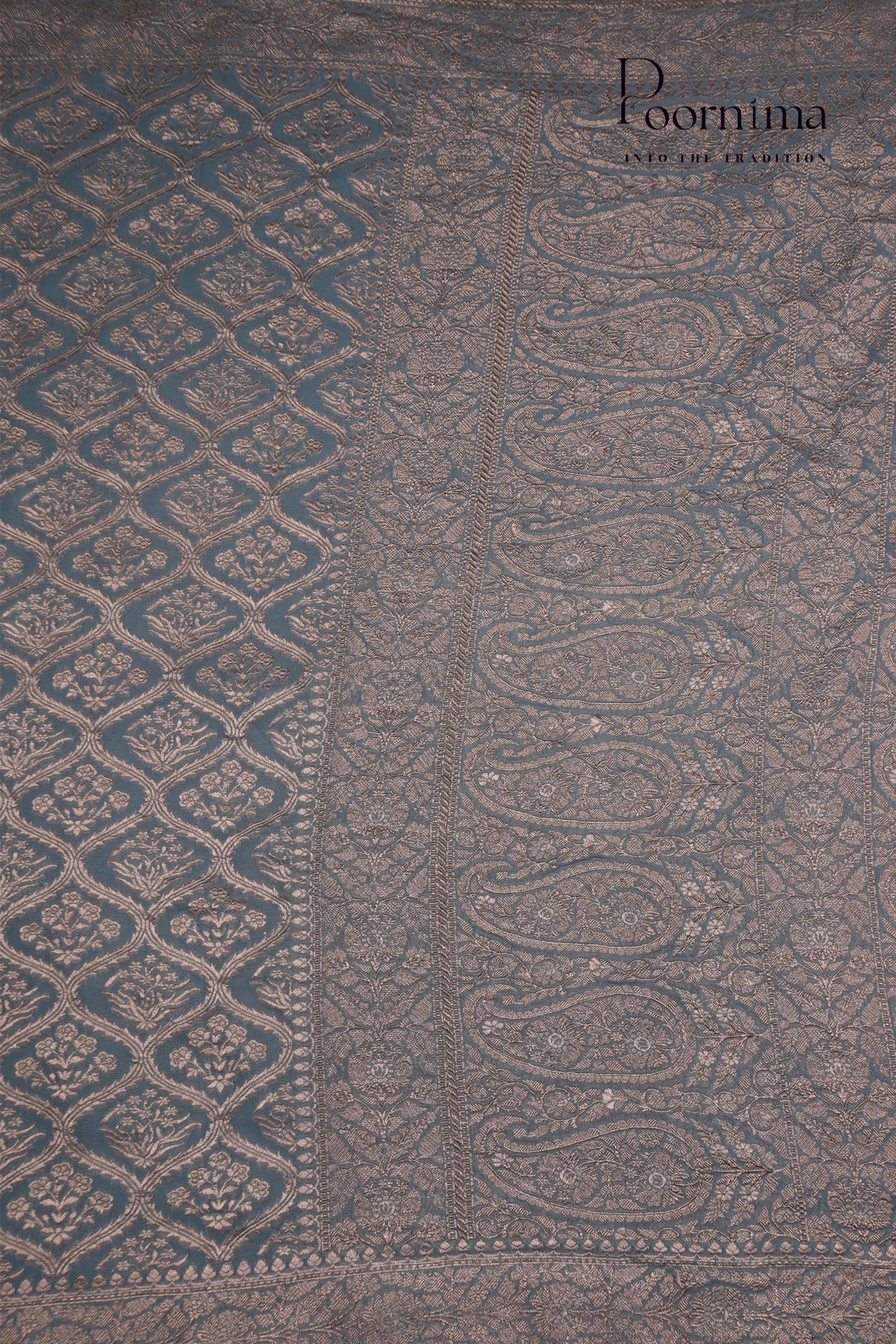 KHADDI GEORGETTE SAREE- STEEL BLUE