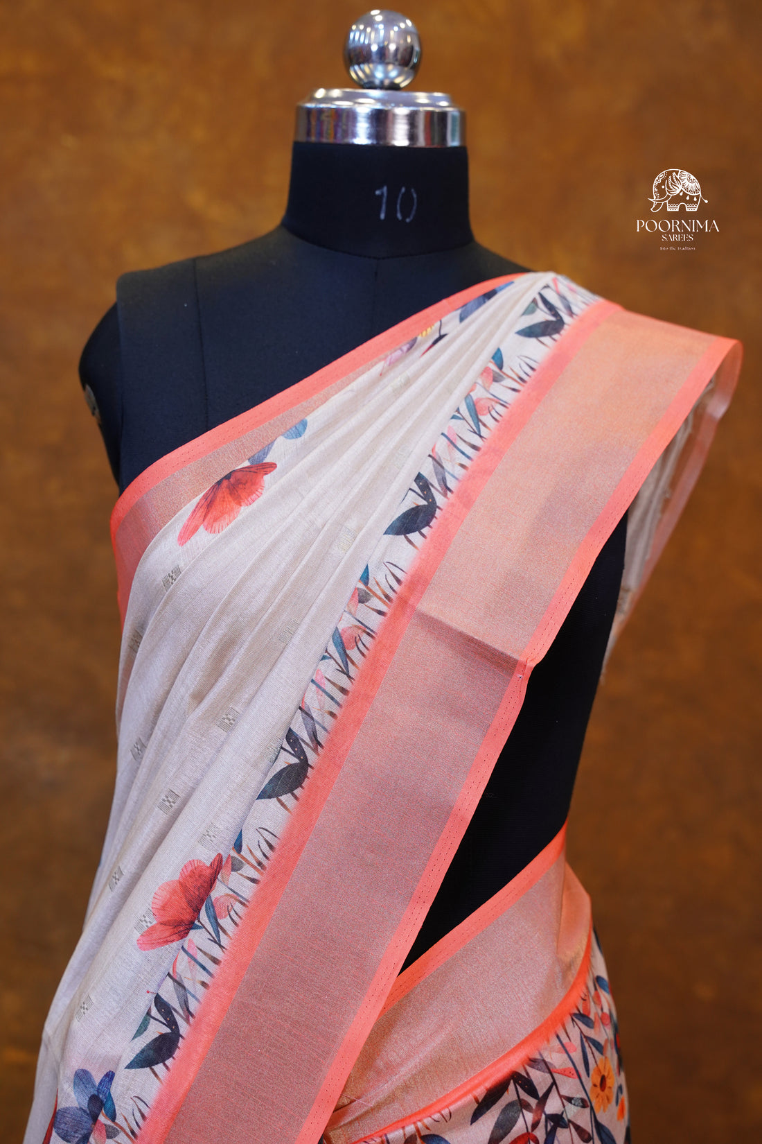 CHANDERI SAREE - BEIGE CREAM