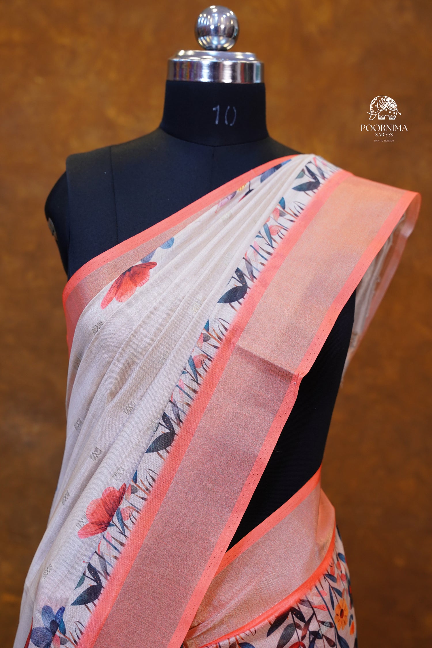 CHANDERI SAREE - BEIGE CREAM