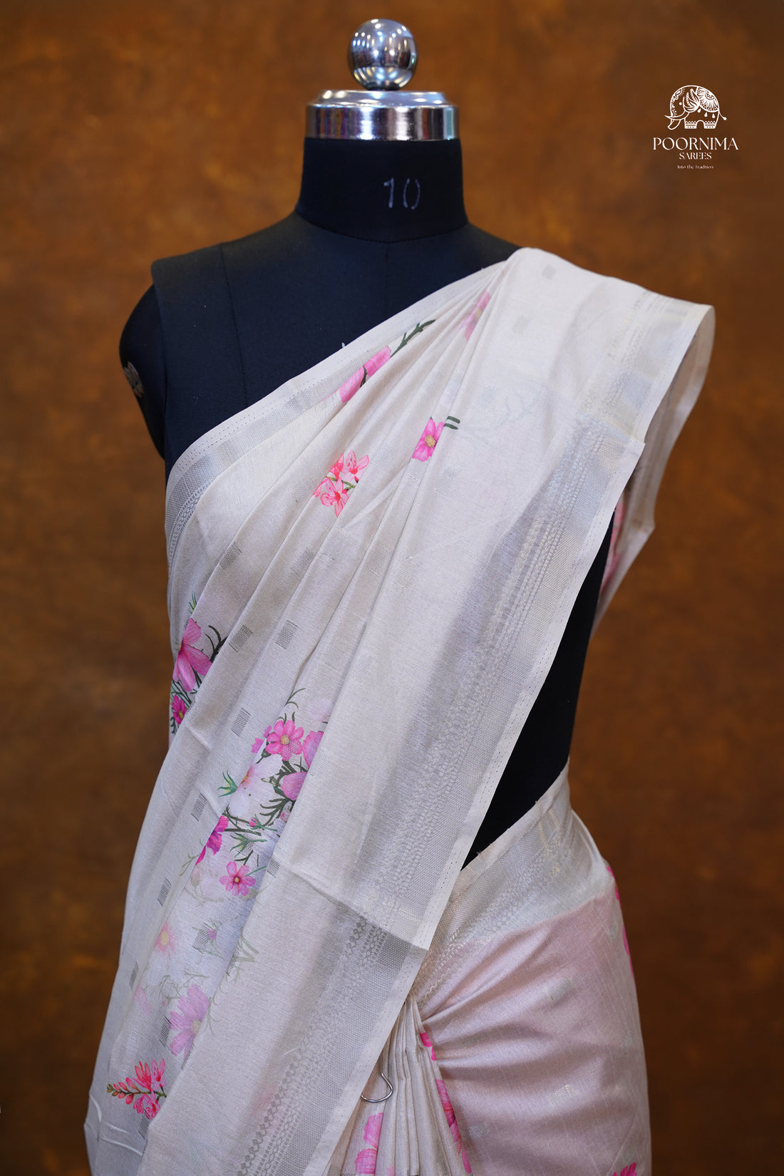 CHANDERI SAREE - BUTTER CREAM