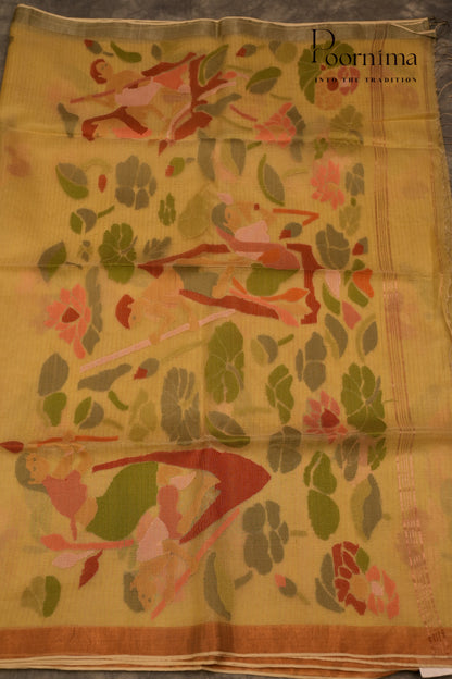 TUSSAR JAMDANI SAREE- PASTEL YELLOW