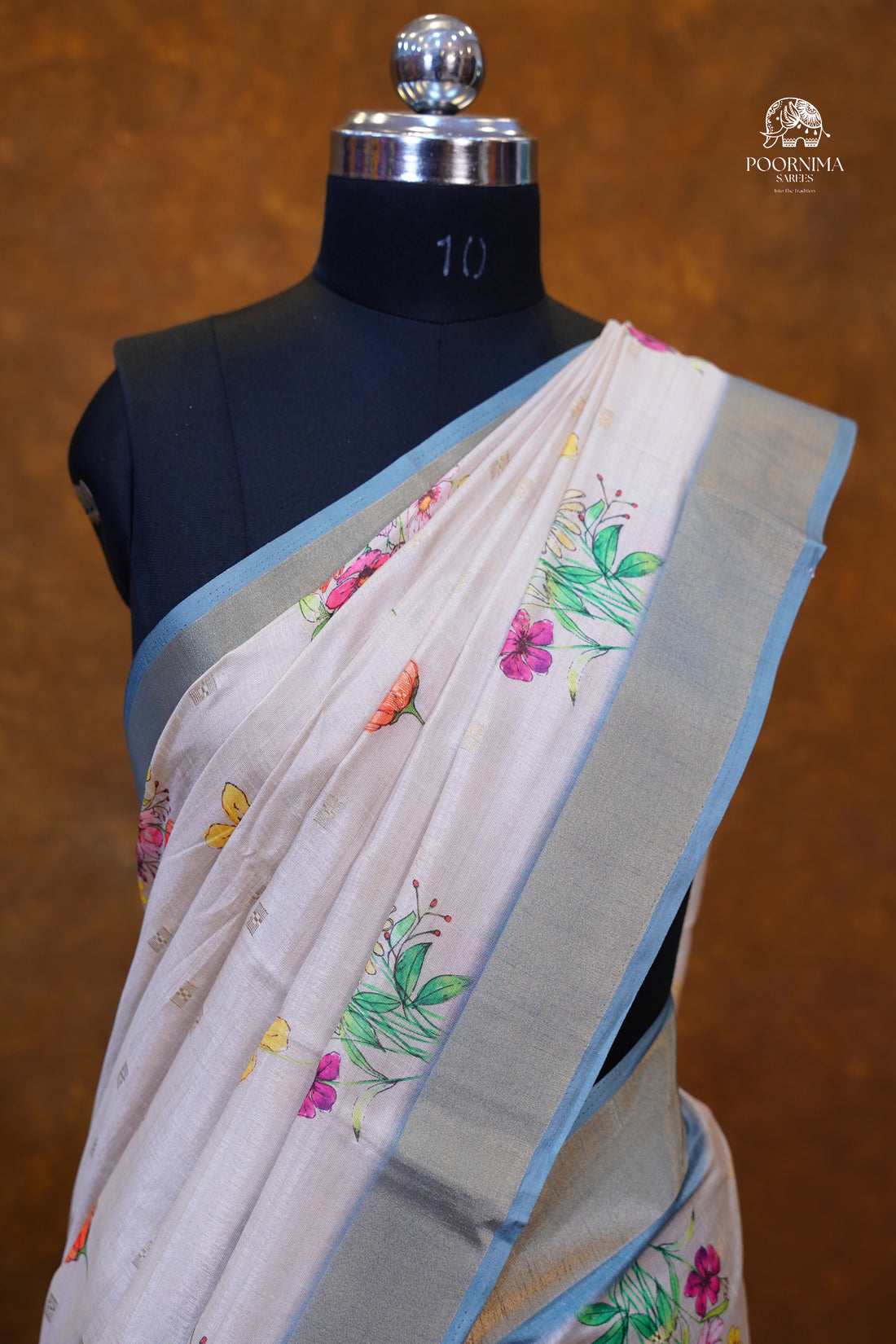 CHANDERI SAREE - BUTTER CREAM