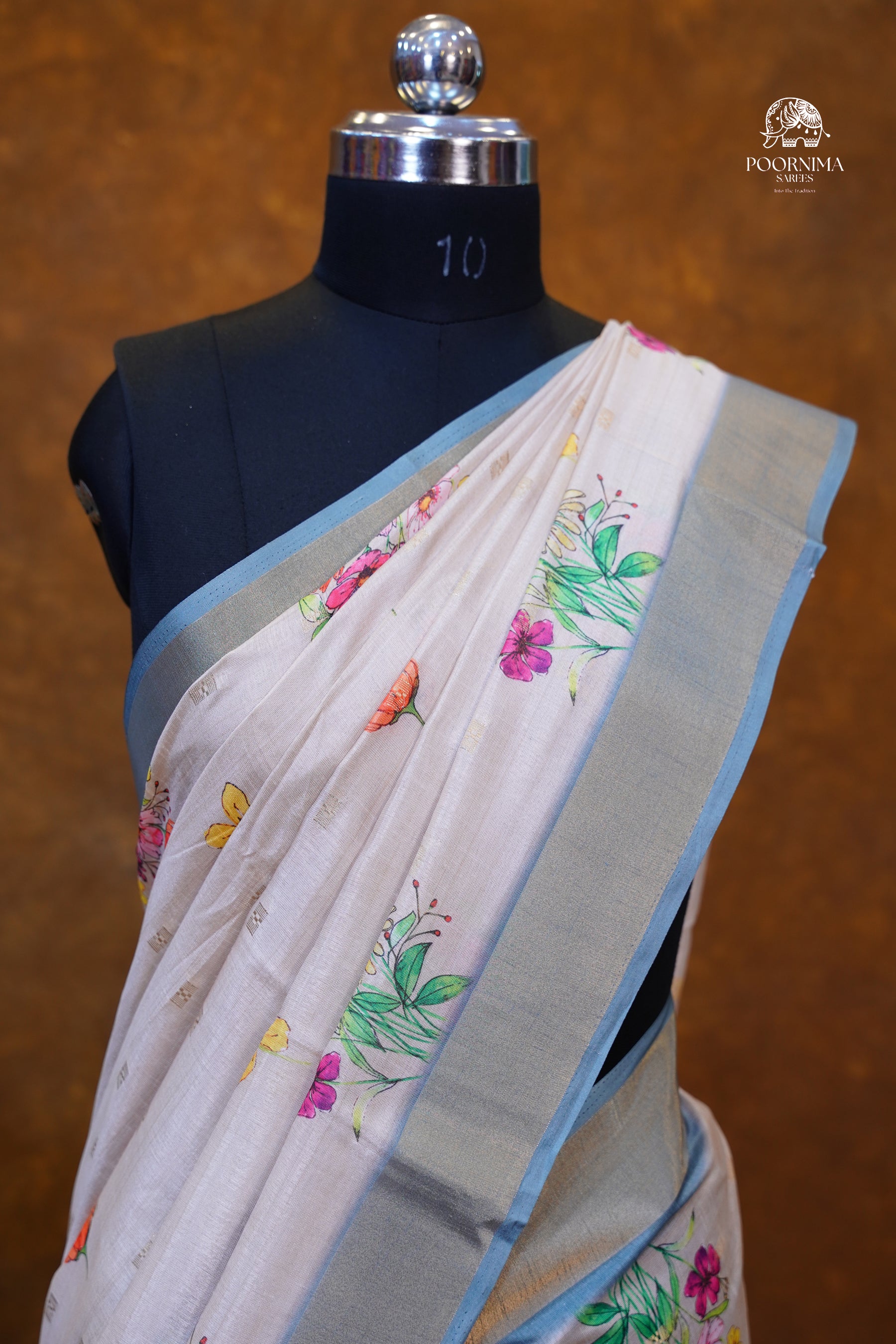 CHANDERI SAREE - BUTTER CREAM