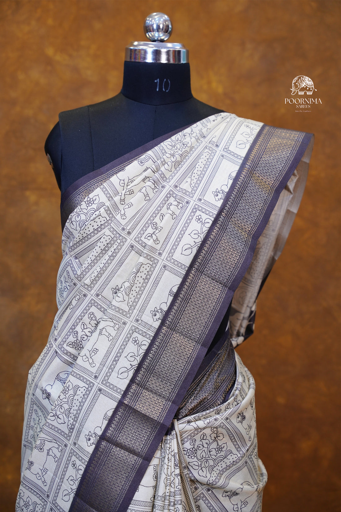 MUNGA TUSSAR SAREE- HALF WHITE