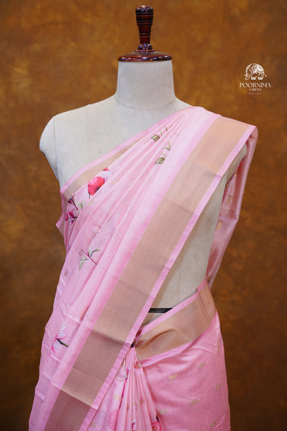 CHANDERI SAREE - LIGHT PINK
