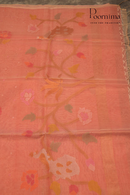 TUSSAR JAMDANI SAREE- LIGHT PINK