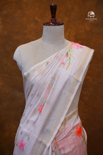 CHANDERI SAREE - BUTTER CREAM