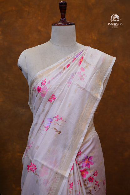 CHANDERI SAREE - BUTTER CREAM