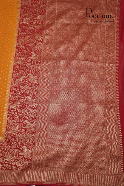 KHADDI GEORGETTE SAREE- YELLOW