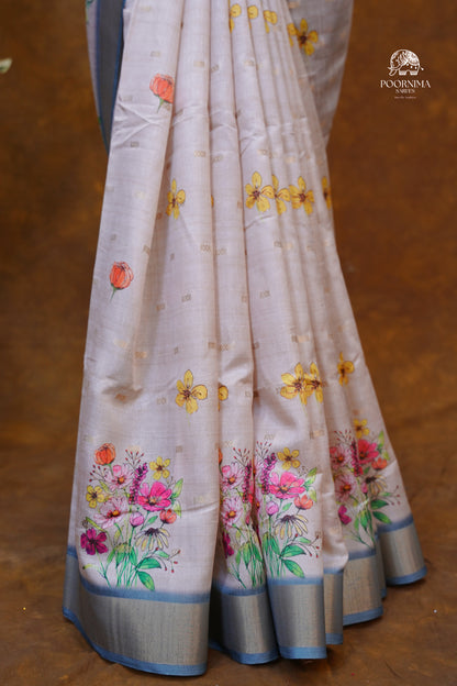 CHANDERI SAREE - BUTTER CREAM