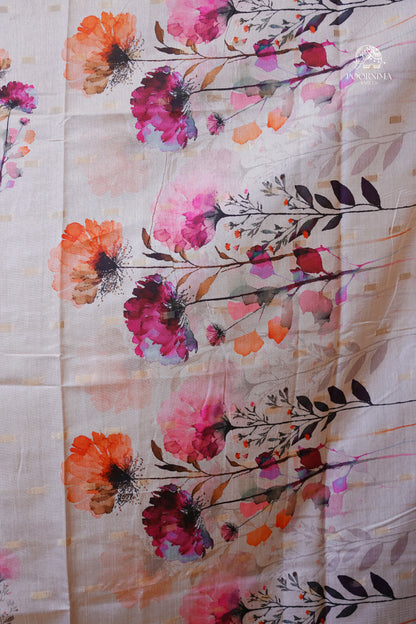 CHANDERI SAREE - BEIGE CREAM