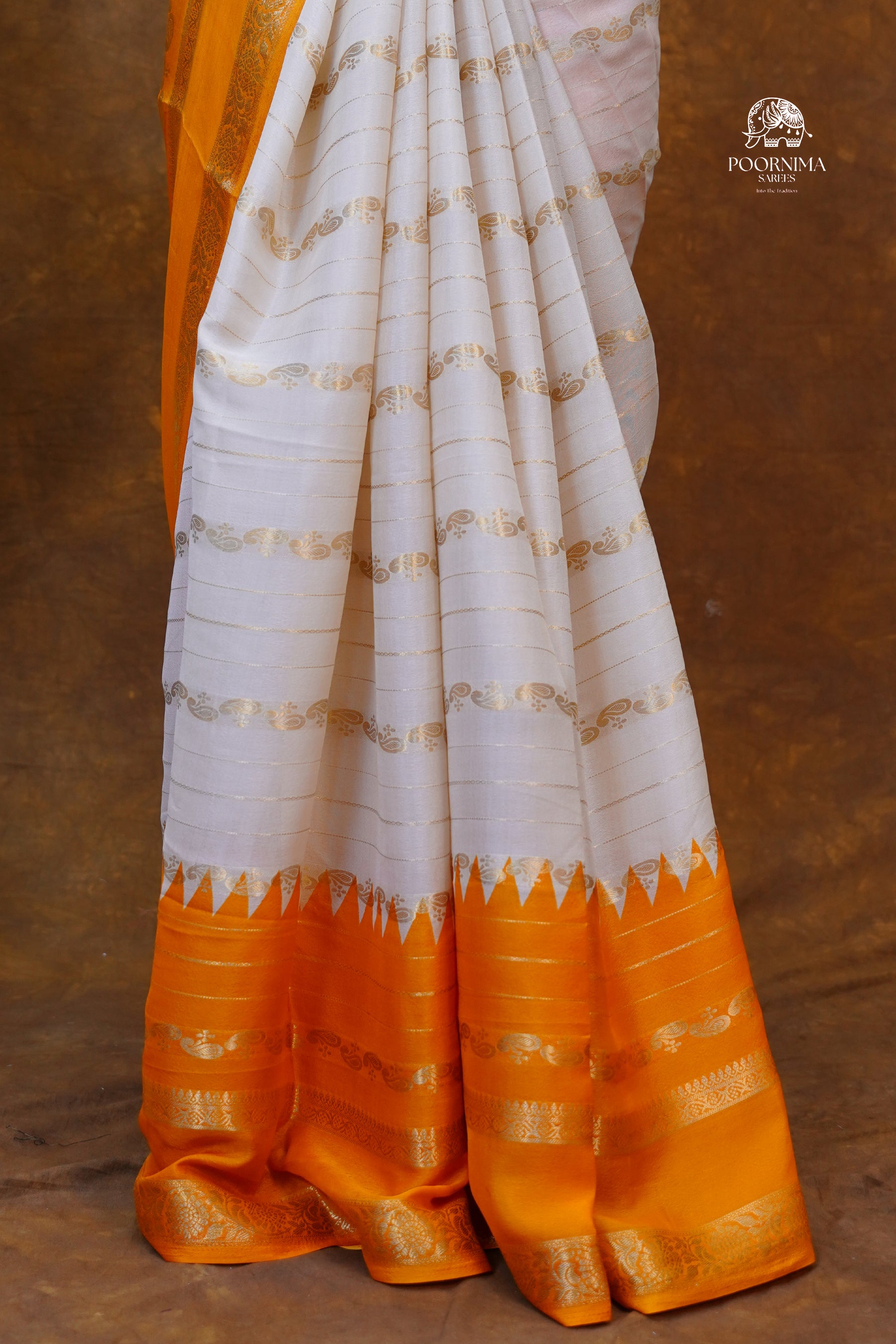 VISCOSE GEORGETTE SAREE WITH GANGA JAMUNA BORDER