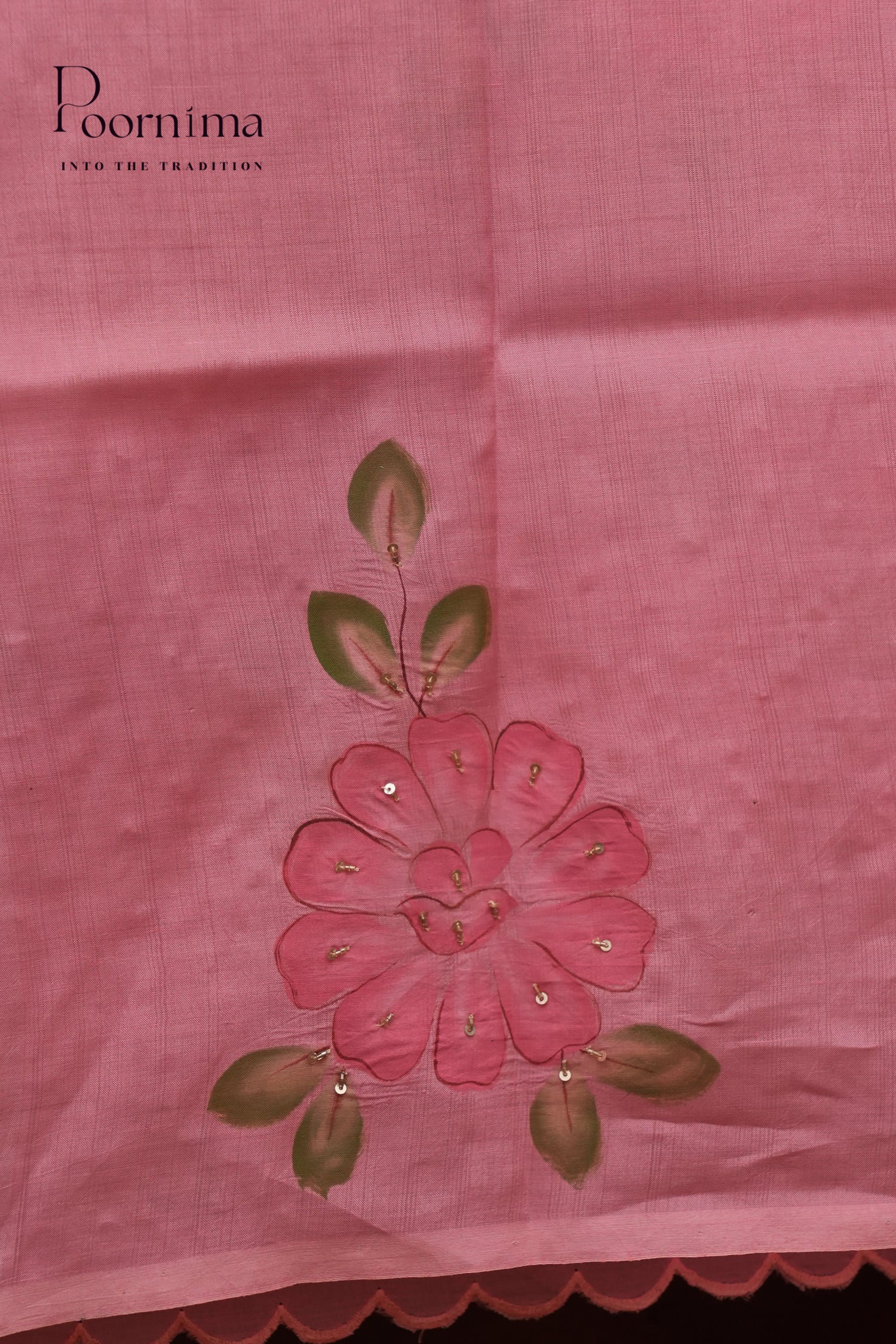MANGALAGIRI HAND PRINTED SAREE-BABY PINK