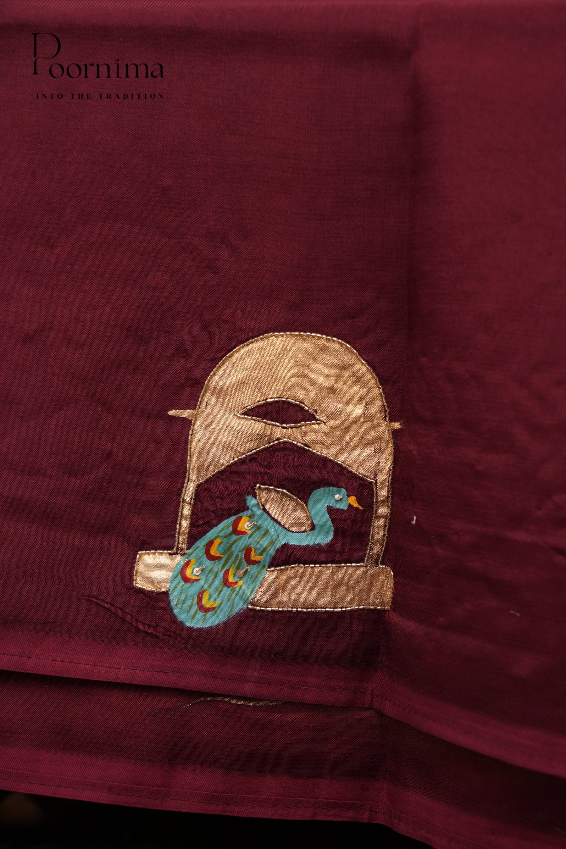 MANGALAGIRI HAND PRINTED SAREE- MAROON