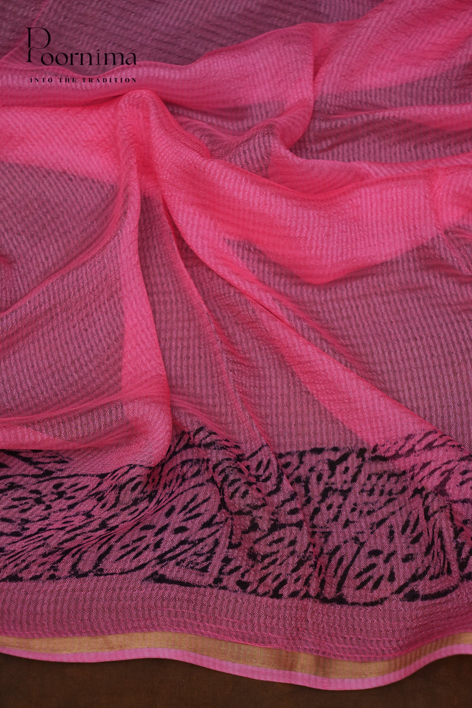 CHECKS GEORGETTE BLOCK PRINT SAREE- PURPLE