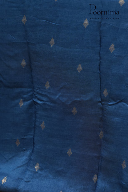 SEMI MYSORE SILK PRINTED SAREE- AZURE BLUE