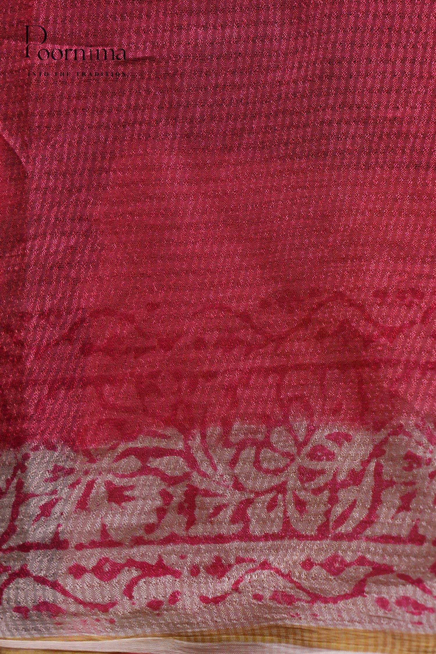 CHECKS GEORGETTE BLOCK PRINT SAREE-WHITE