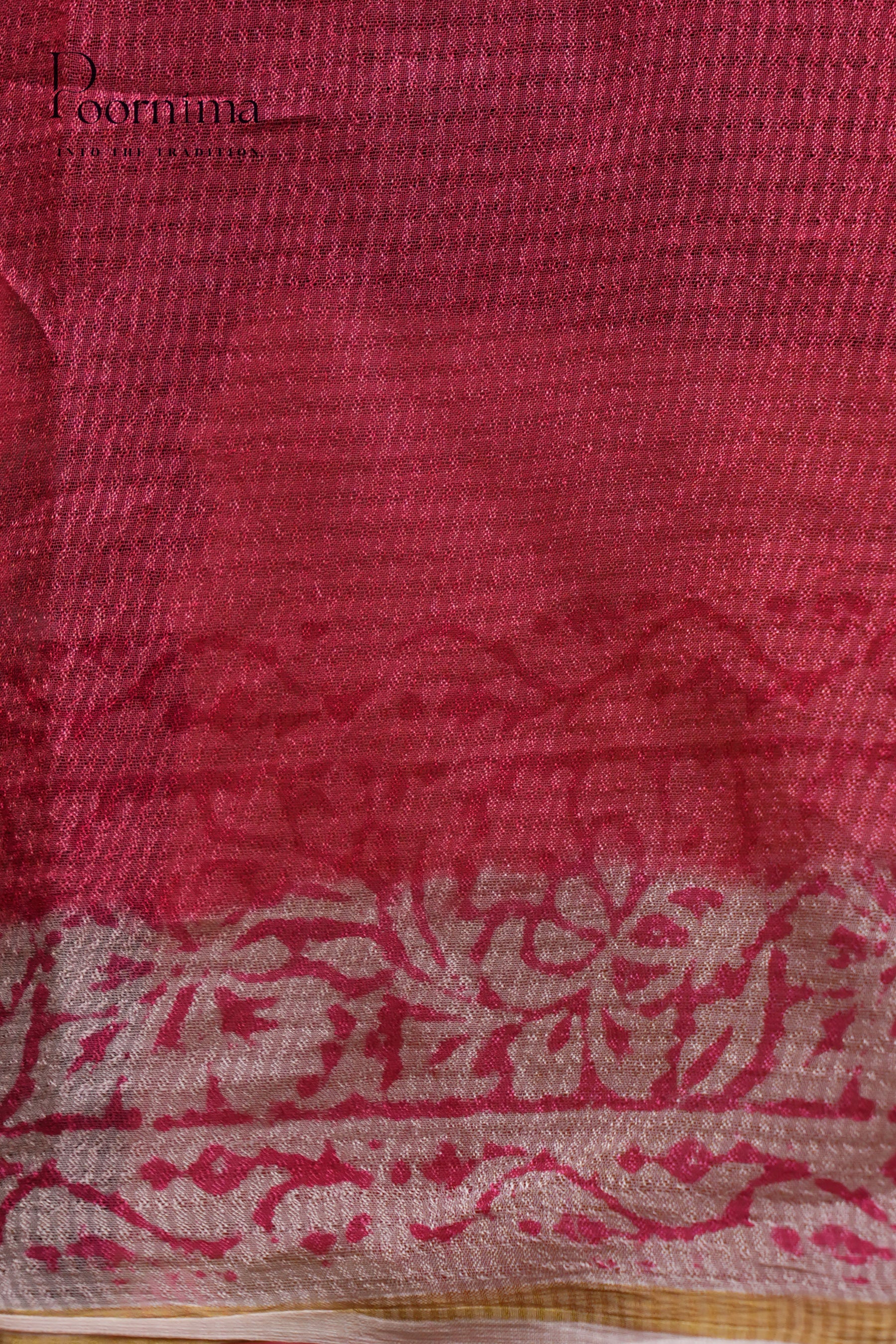 CHECKS GEORGETTE BLOCK PRINT SAREE-WHITE