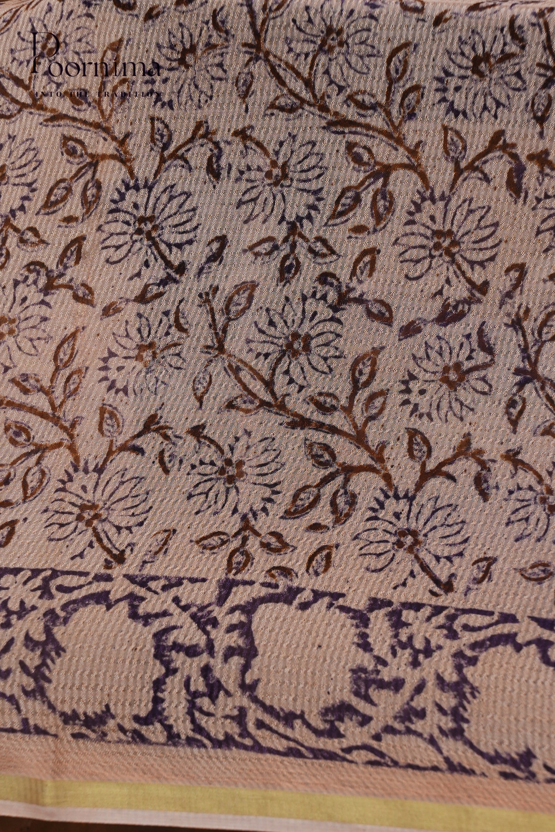 CHECKS GEORGETTE BLOCK PRINT SAREE-ROYAL BLUE