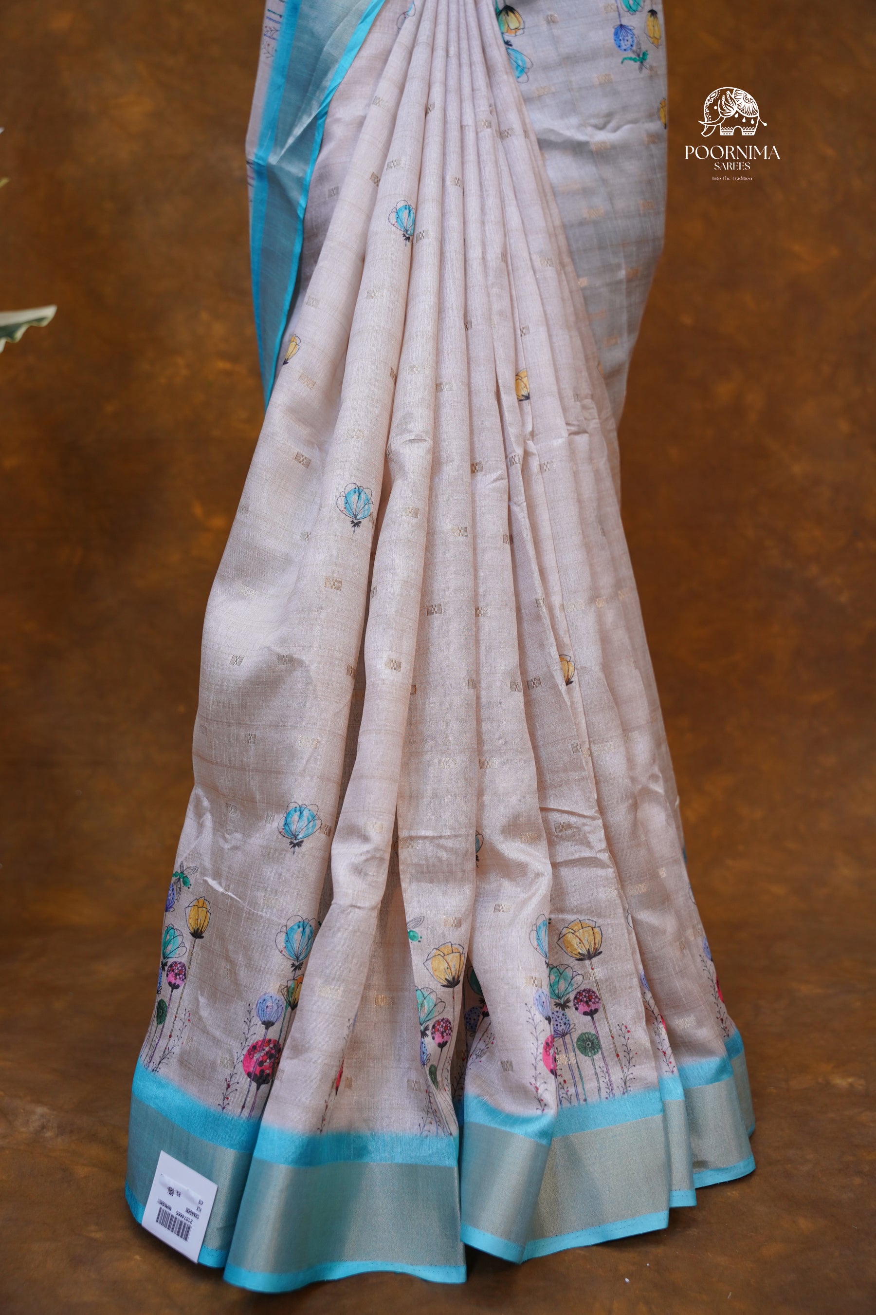 CHANDERI SAREE - BUTTER CREAM