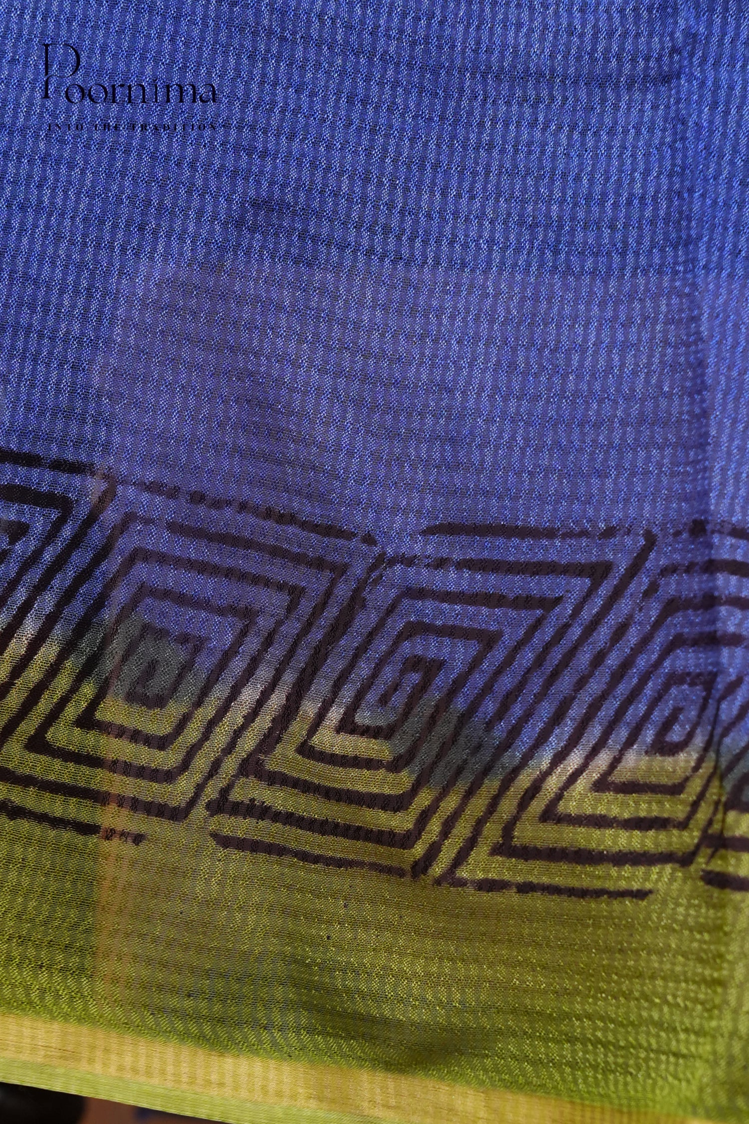 CHECKS GEORGETTEBLOCK PRINT SAREE-PARROT GREEN