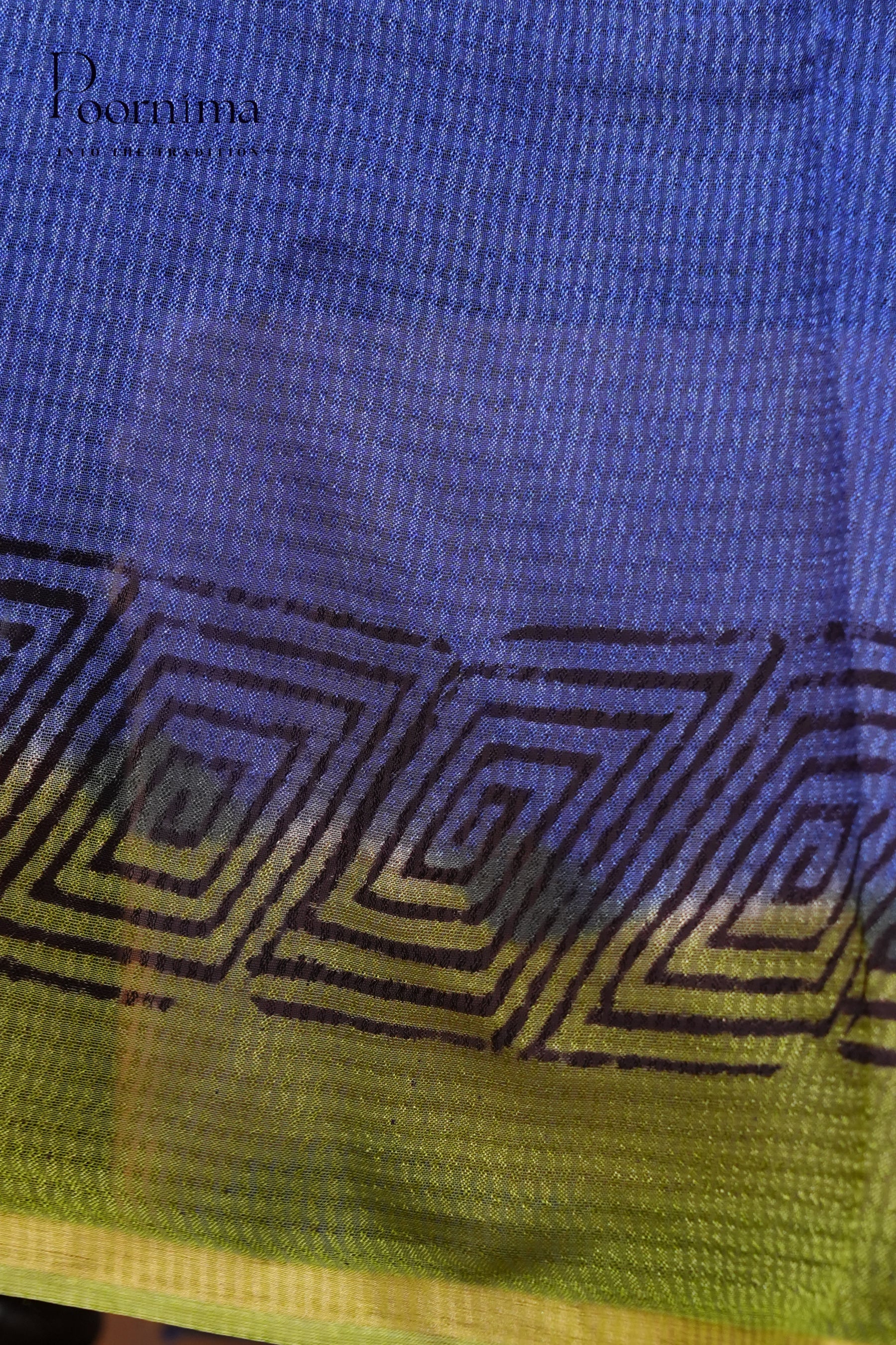 CHECKS GEORGETTEBLOCK PRINT SAREE-PARROT GREEN