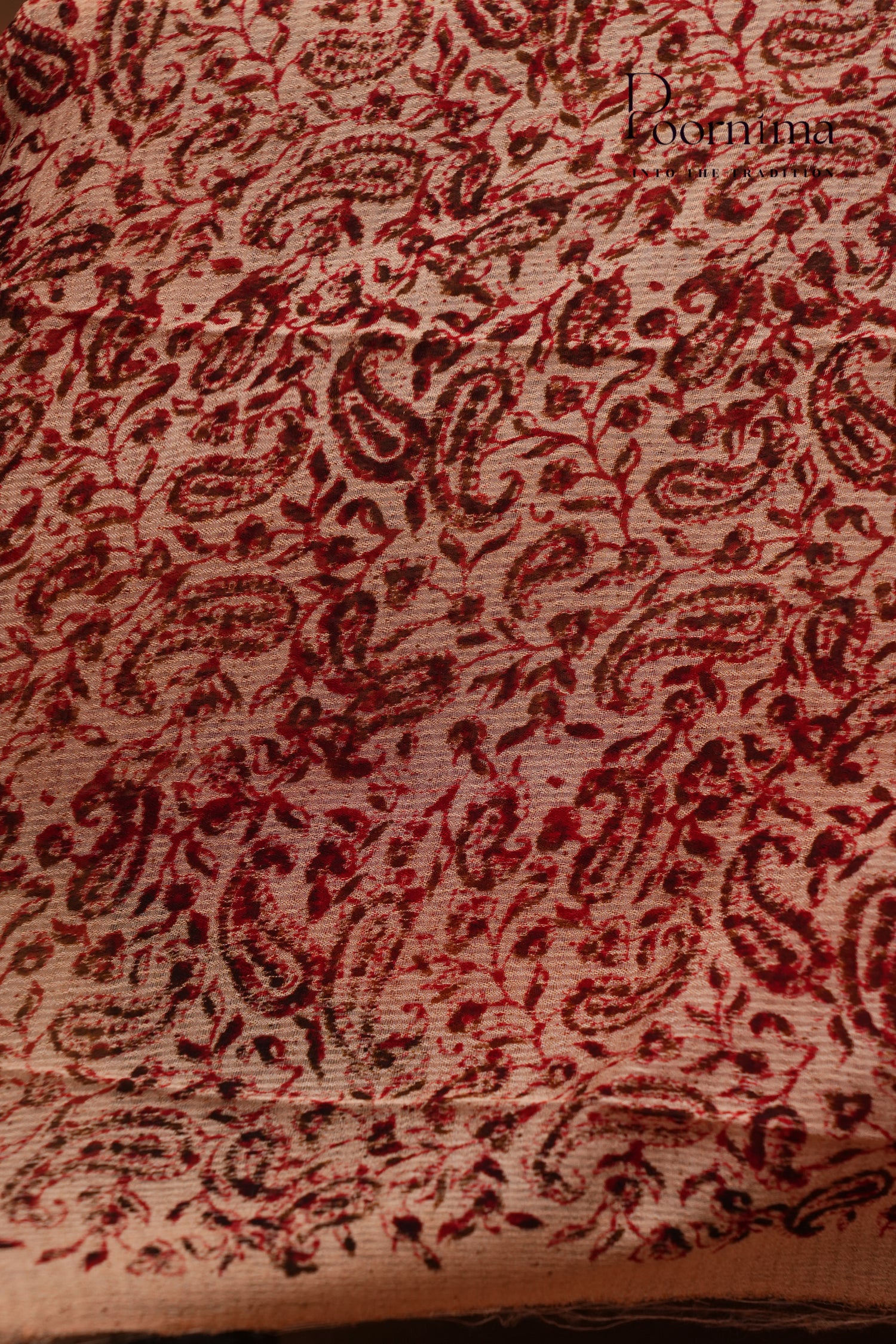 CHECKS GEORGETTE BLOCK PRINT SAREE-RED