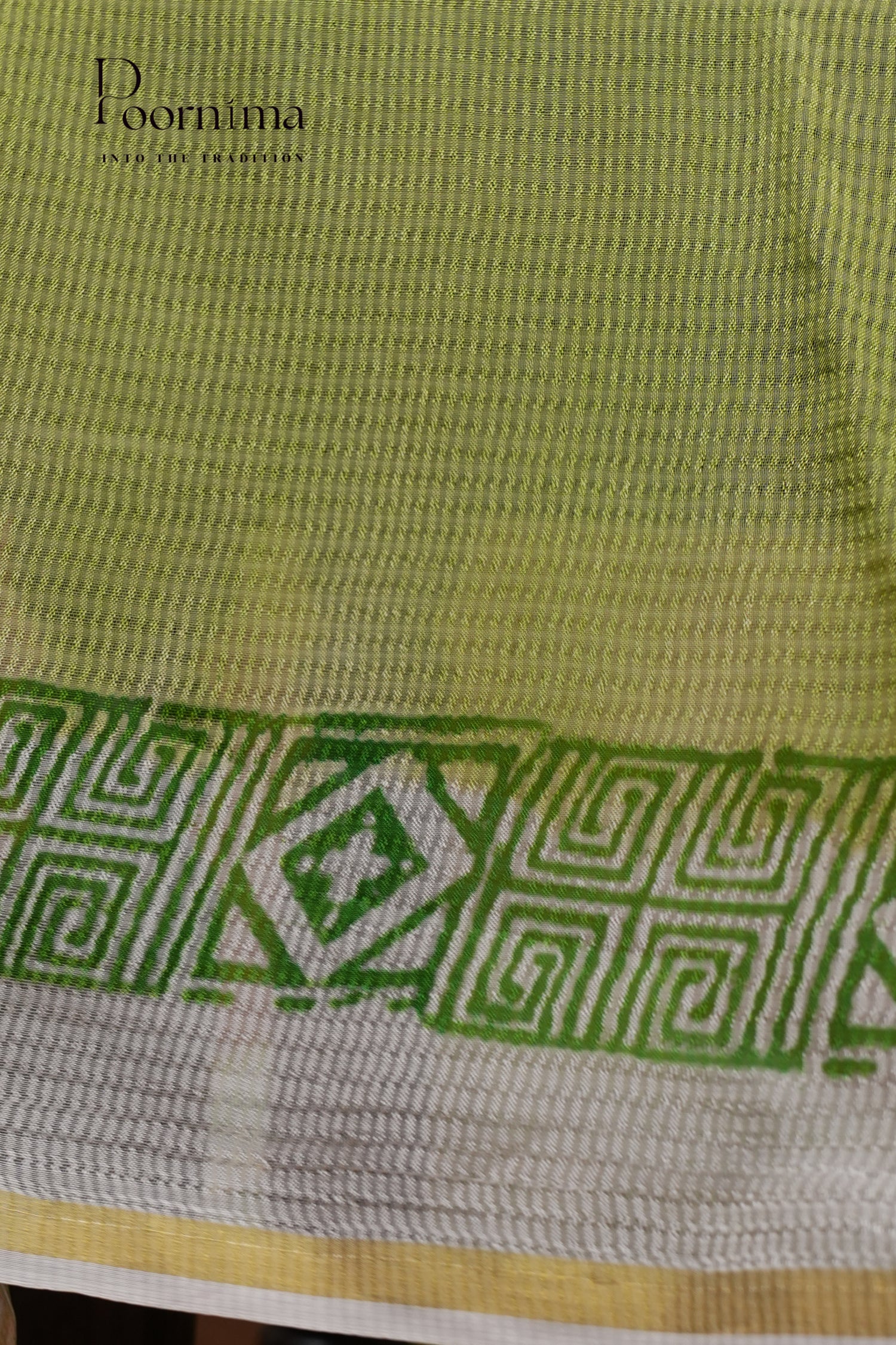 CHECKS GEORGETTE BLOCK PRINT SAREE-PARROT GREEN