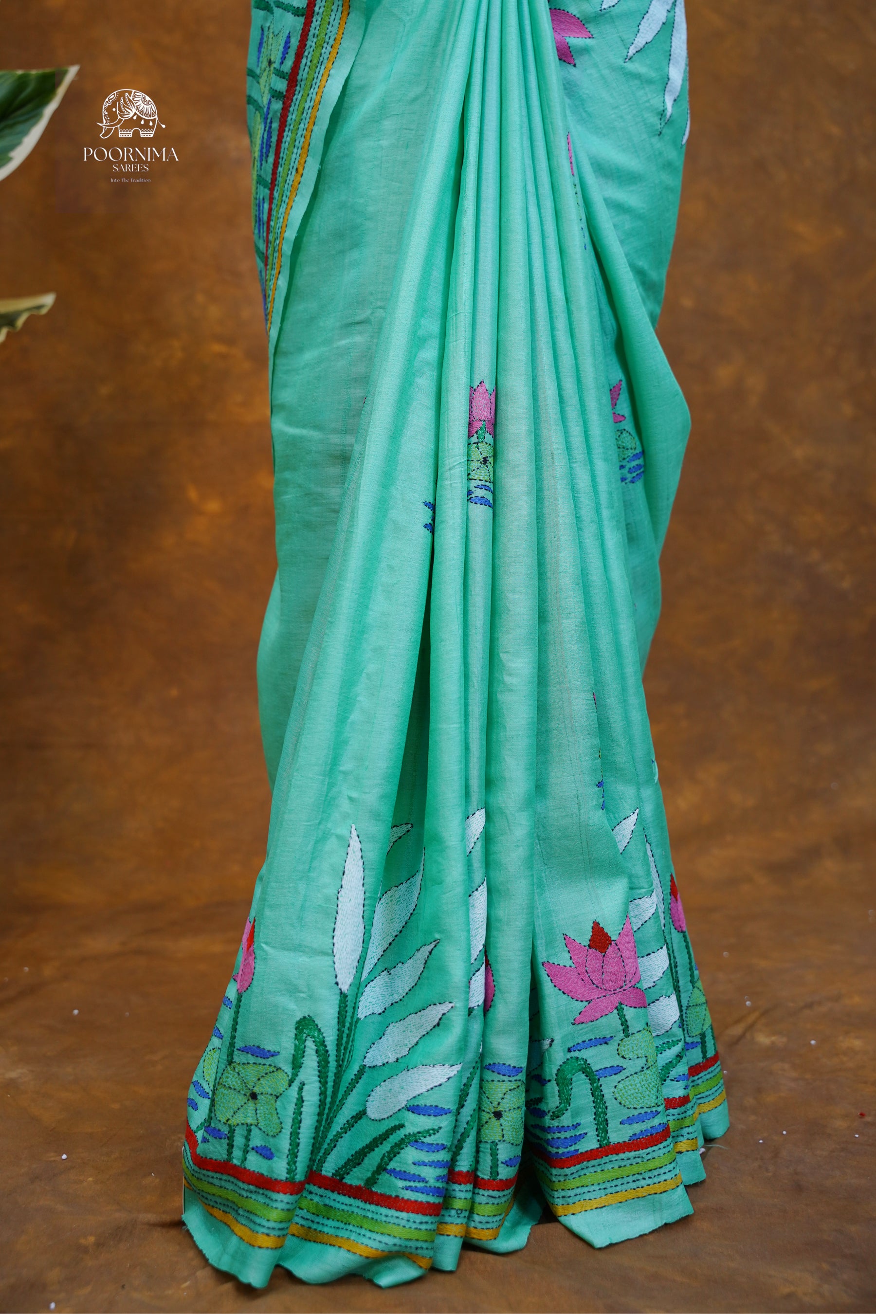 HANDLOOM TUSSAR SAREE -  MINT GREEN