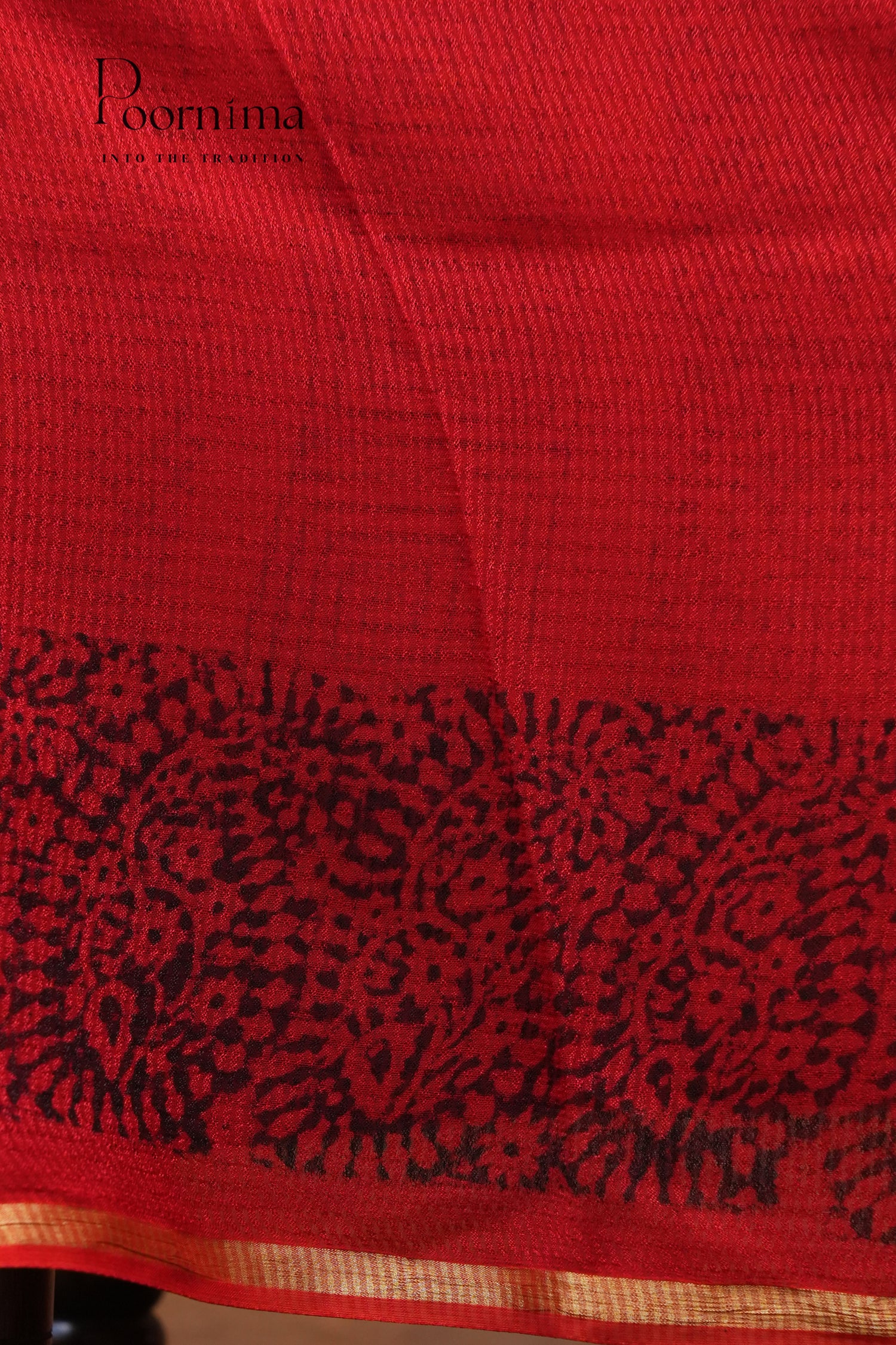 CHECKS GEORGETTE BLOCK PRINT SAREE- RUST