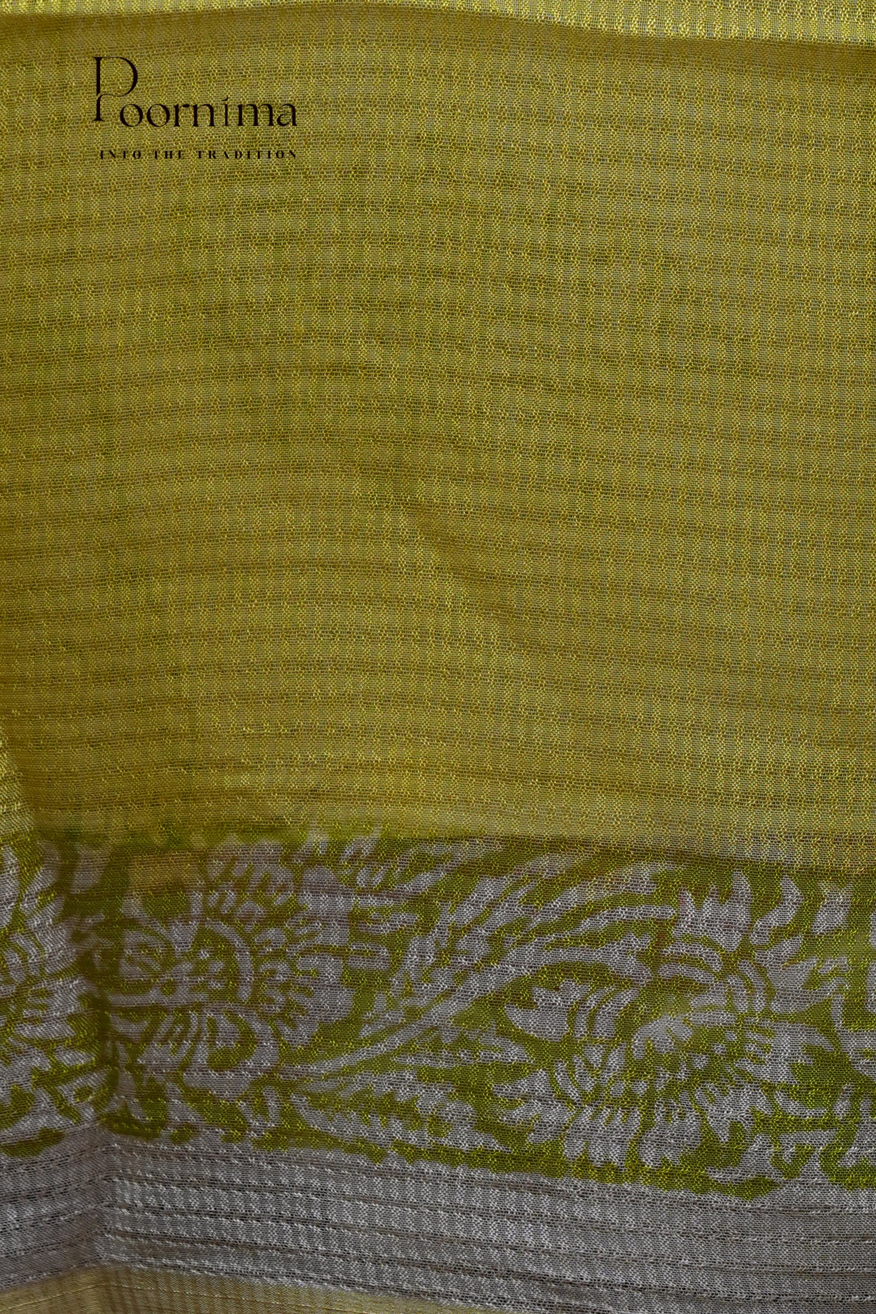 CHECKS GEORGETTE BLOCK PRINT SAREE-LEMON YELLOW