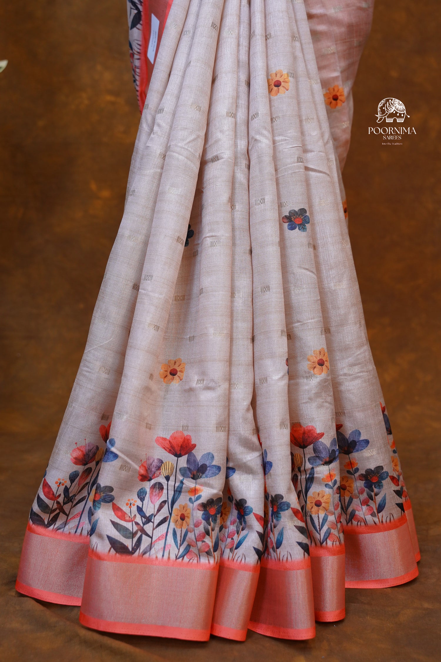 CHANDERI SAREE - BEIGE CREAM