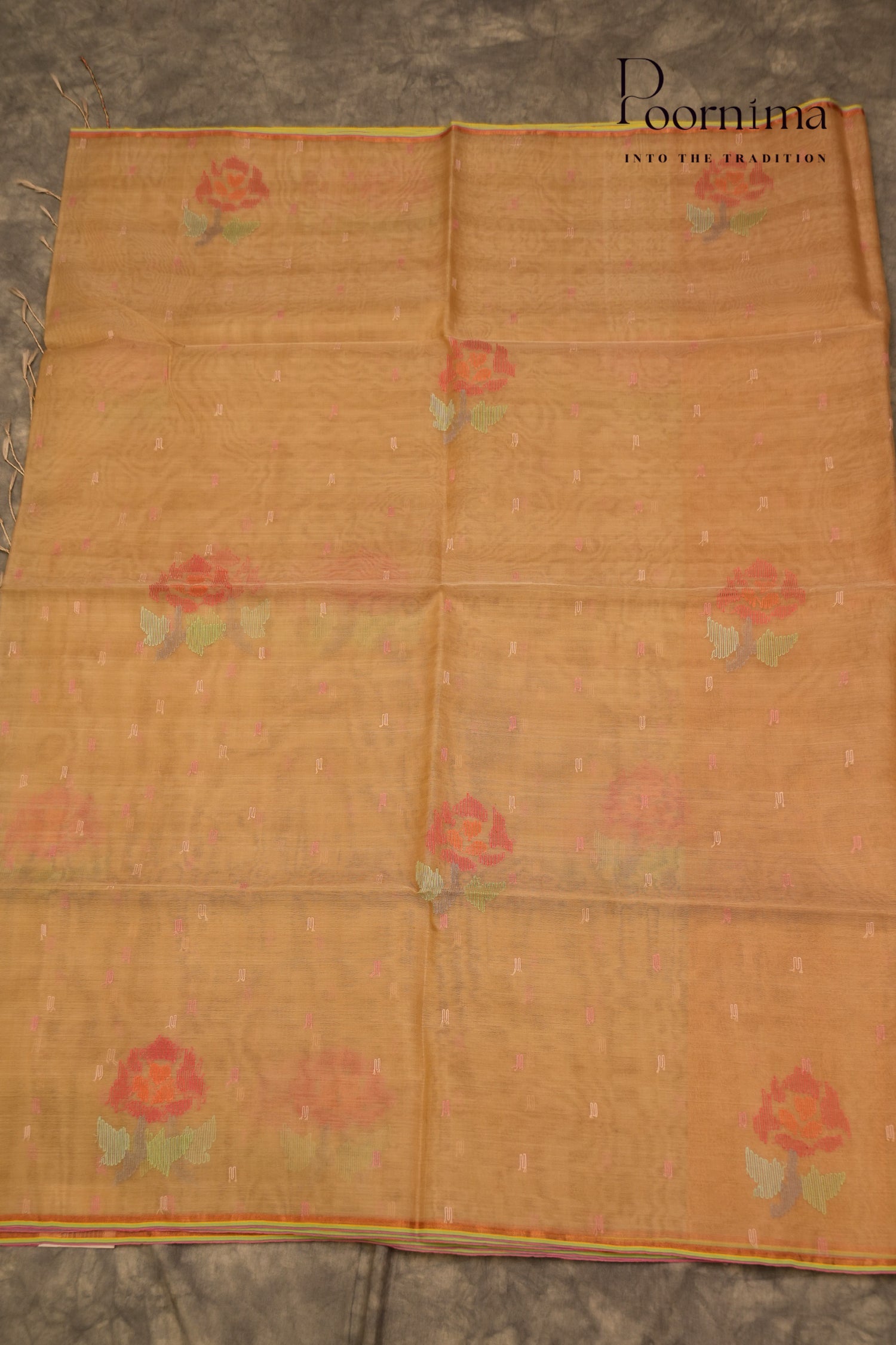 TUSSAR JAMDANI SAREE- PALE BROWN