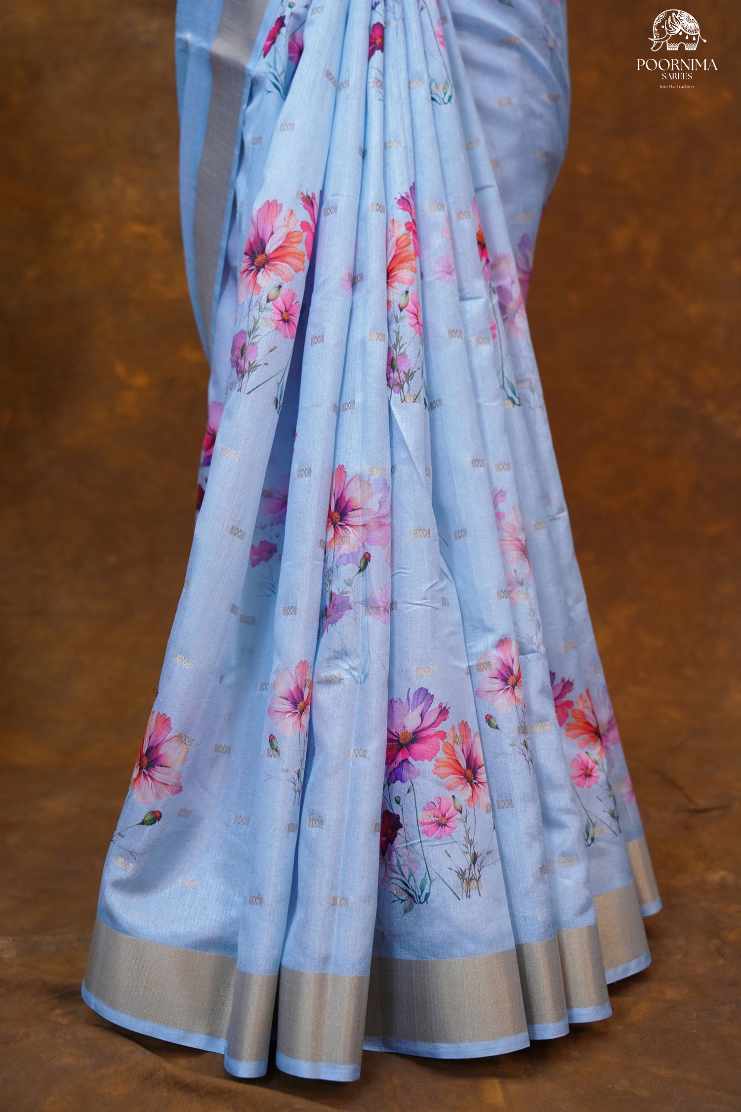 CHANDERI SAREE - BABY BLUE