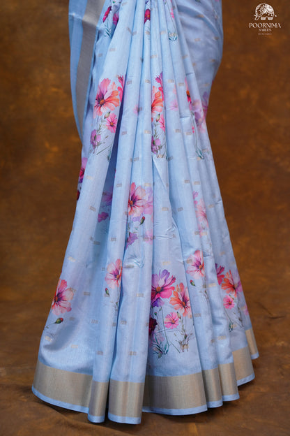 CHANDERI SAREE - BABY BLUE