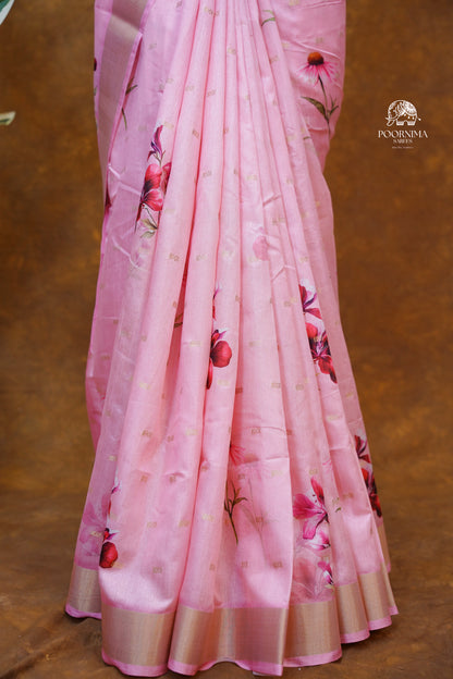 CHANDERI SAREE - LIGHT PINK