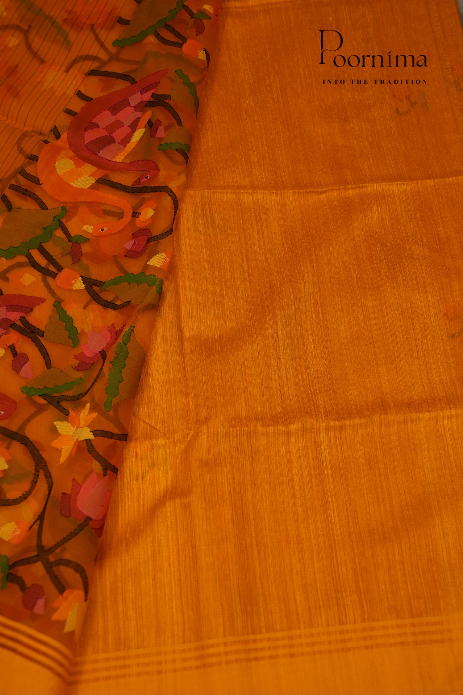 JUTE JAMDANI SAREE- YELLOW