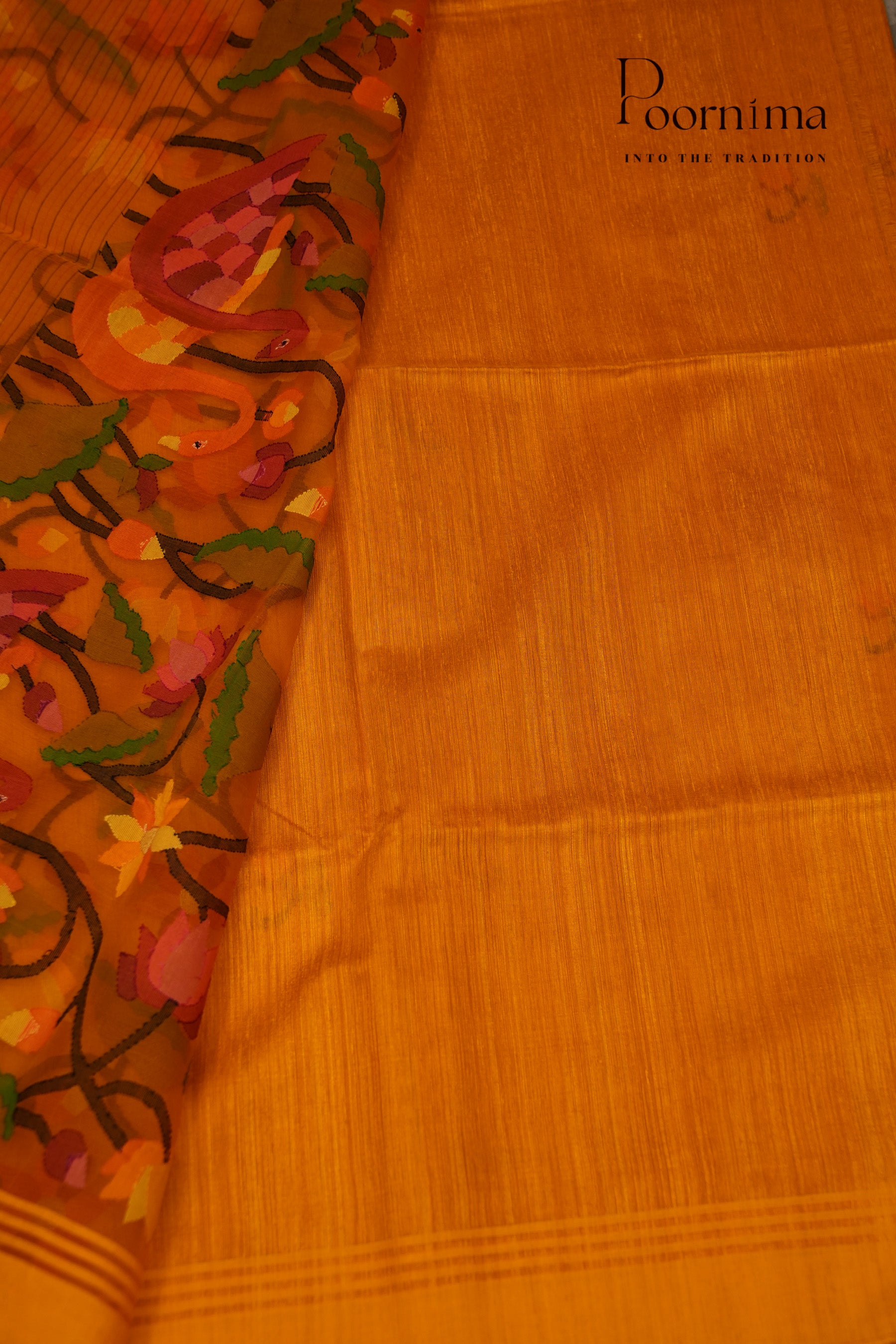 JUTE JAMDANI SAREE- YELLOW