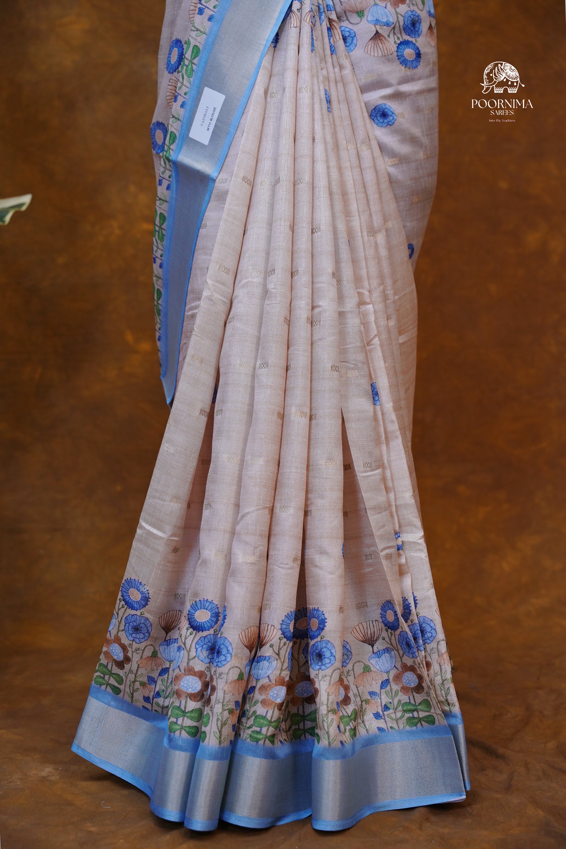 CHANDERI SAREE - BEIGE CREAM