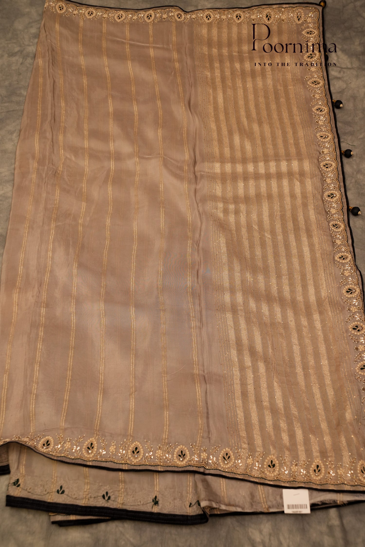 DESIGNER WORK SAREE- GREY