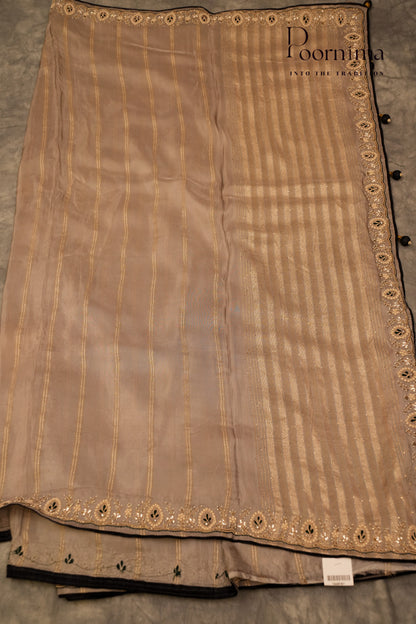 DESIGNER WORK SAREE- GREY