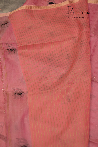 TUSSAR JAMDANI-ONION PINK