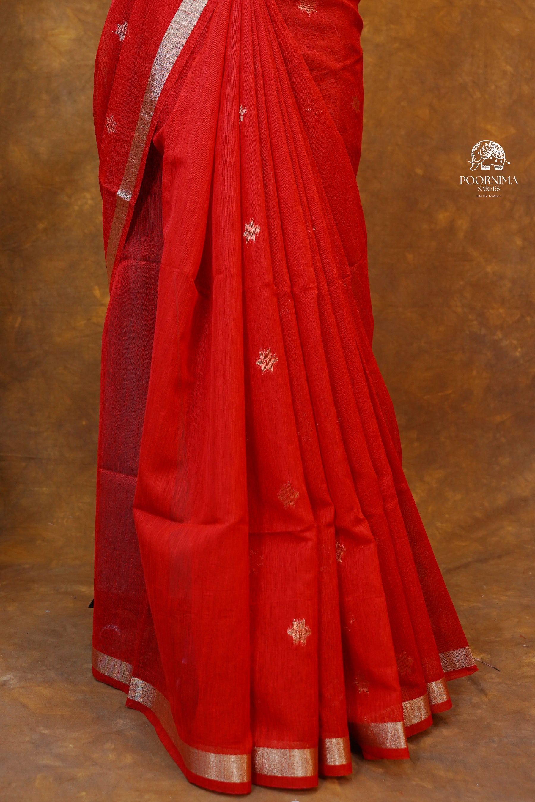 SEMI TUSSAR SAREE - RED